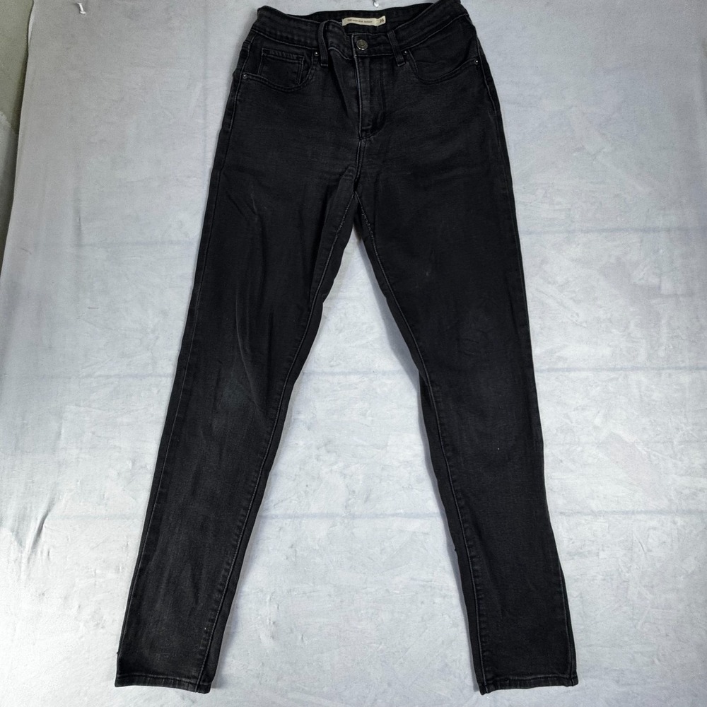 Levi's Womens 721 High Rise Skinny Leg Jeans Black Denim Dark Wash 5-Pocket 26